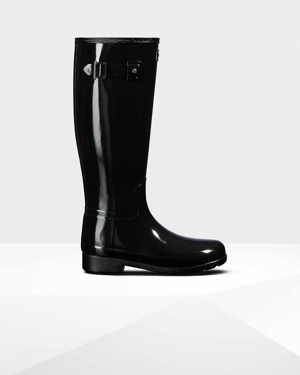 Womens Hunter Original Refined Gloss - Tall Rain Boots Black - 8309-APKFL